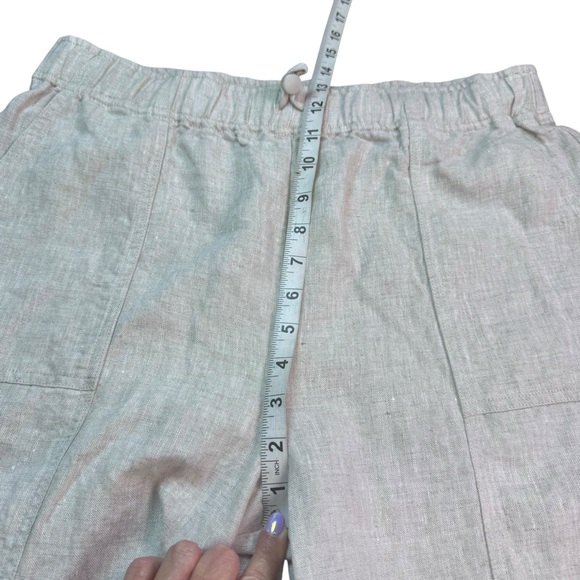Reformation Cream Tan Linen Wide Leg Elastic Waist Draw String Pants size Large - Picture 9 of 13